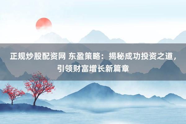 正规炒股配资网 东盈策略：揭秘成功投资之道，引领财富增长新篇章