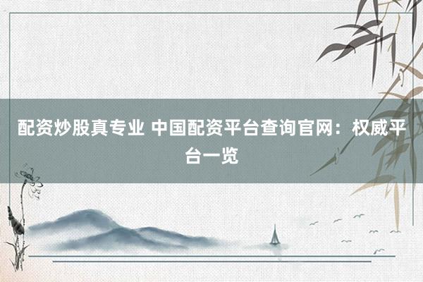 配资炒股真专业 中国配资平台查询官网：权威平台一览