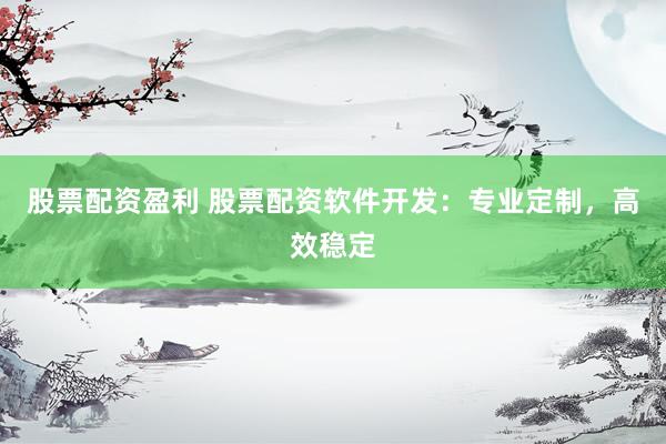 股票配资盈利 股票配资软件开发：专业定制，高效稳定