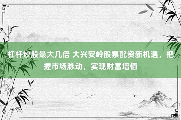 杠杆炒股最大几倍 大兴安岭股票配资新机遇，把握市场脉动，实现财富增值