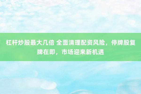 杠杆炒股最大几倍 全面清理配资风险，停牌股复牌在即，市场迎来新机遇