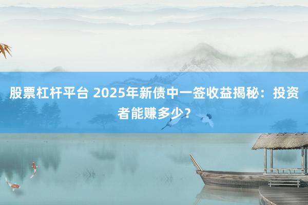 股票杠杆平台 2025年新债中一签收益揭秘：投资者能赚多少？