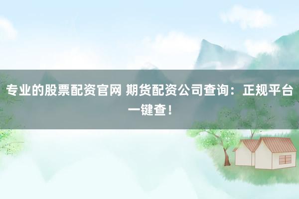 专业的股票配资官网 期货配资公司查询：正规平台一键查！