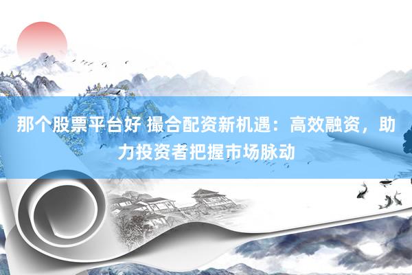 那个股票平台好 撮合配资新机遇：高效融资，助力投资者把握市场脉动