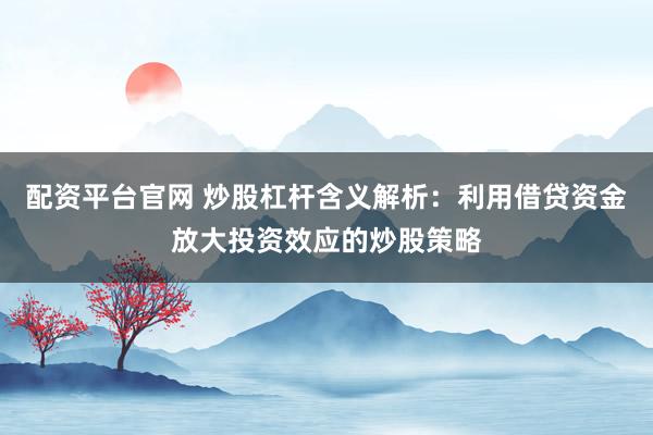 配资平台官网 炒股杠杆含义解析：利用借贷资金放大投资效应的炒股策略