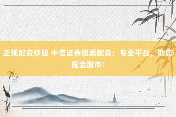 正规配资炒股 中信证券股票配资：专业平台，助您掘金股市！