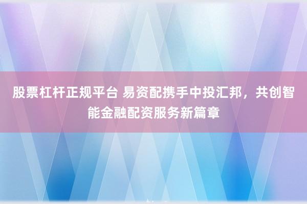 股票杠杆正规平台 易资配携手中投汇邦，共创智能金融配资服务新篇章