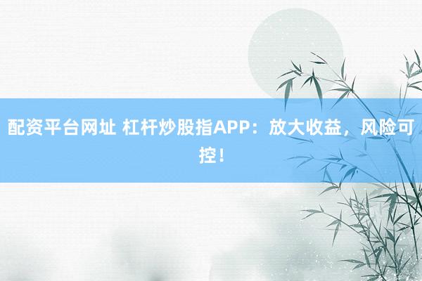配资平台网址 杠杆炒股指APP:放大收益,风险可控!