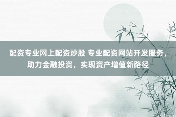 配资专业网上配资炒股 专业配资网站开发服务,助力金融投资,实现资产增值新路径