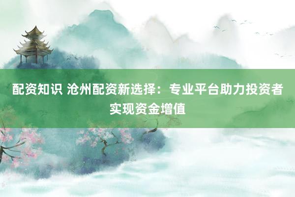 配资知识 沧州配资新选择:专业平台助力投资者实现资金增值