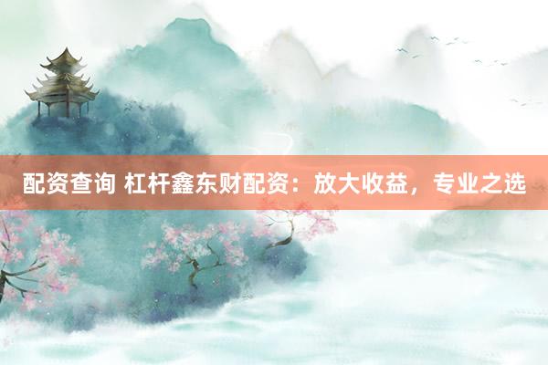 配资查询 杠杆鑫东财配资：放大收益，专业之选