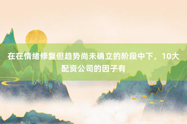 在在情绪修复但趋势尚未确立的阶段中下，10大配资公司的因子有