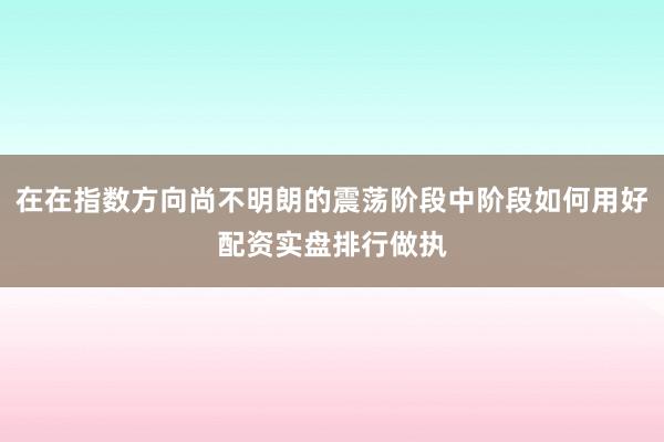 在在指数方向尚不明朗的震荡阶段中阶段如何用好配资实盘排行做执