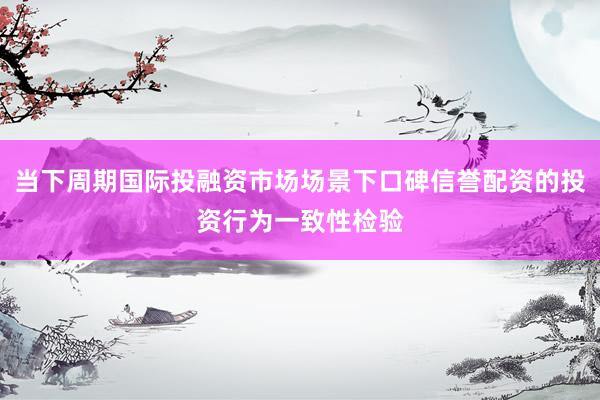 当下周期国际投融资市场场景下口碑信誉配资的投资行为一致性检验