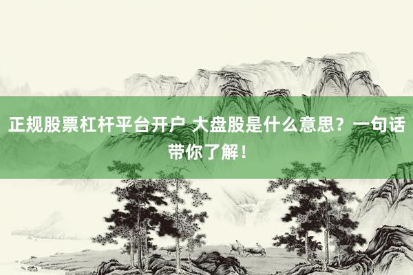 正规股票杠杆平台开户 大盘股是什么意思？一句话带你了解！
